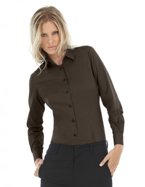 B+C Women´s Poplin Shirt Black Tie Long Sleeve