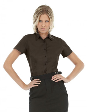 B+C Women´s Poplin Shirt Black Tie Short Sleeve