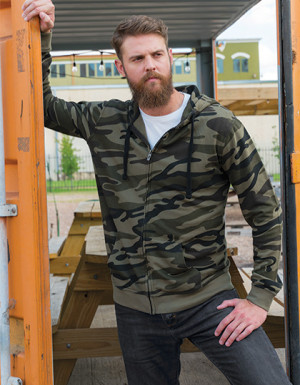 Burnside Full Zip Camo Hooded Sweat Jacket