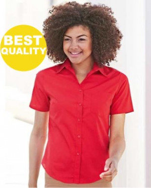 Fruit of the Loom Lady-Fit Short Sleeve Poplin Blouse