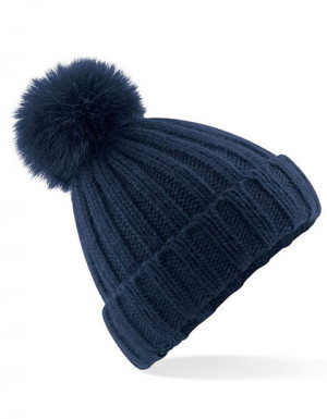Beechfield Verbier Faux Fur Pop Pom Chunky Beanie