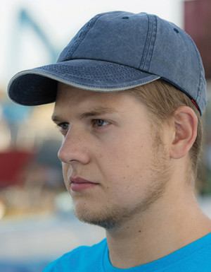 Result Headwear Washed Fine Line Cotton Cap With Sandwich Peak