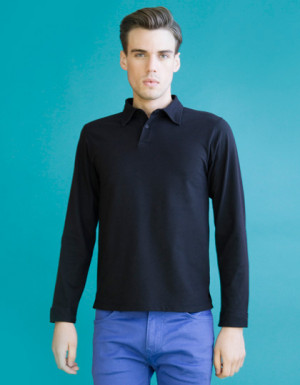 SF Men Mens Long Sleeve Stretch Polo