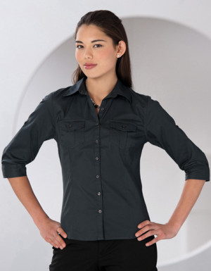 Russell Collection Bluse mit krempelbaren Dreiviertelärmeln