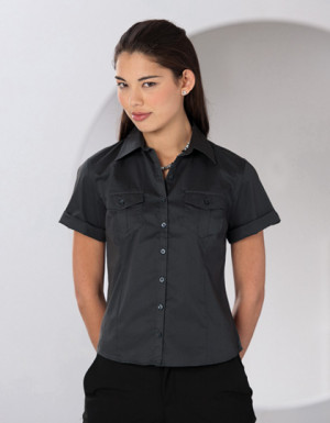 Russell Collection Bluse mit krempelbaren kurzen Ärmeln