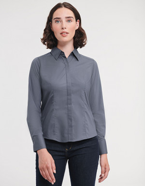Russell Collection Ladies´ Long Sleeve Fitted Polycotton Poplin Shirt