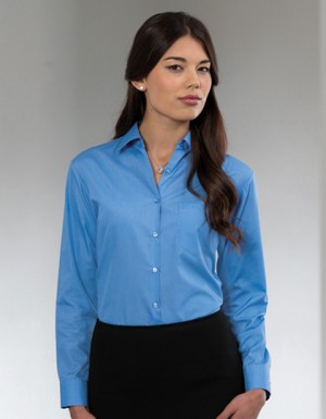 Russell Collection Langarm Popeline-Bluse