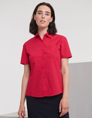 Russell Collection Ladies´ Short Sleeve Classic Polycotton Poplin Shirt