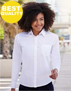 Fruit of the Loom Lady-Fit Long Sleeve Poplin Blouse