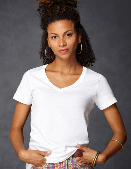 Anvil Women´s Sheer V-Neck Tee Hot Pink