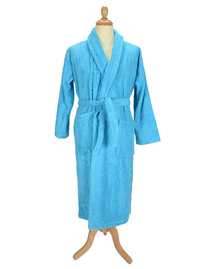 ARTG Bathrobe Shawl Collar Aqua Blue
