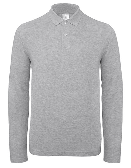 B&C BE INSPIRED Men´s Long Sleeve Polo ID.001 Heather Grey