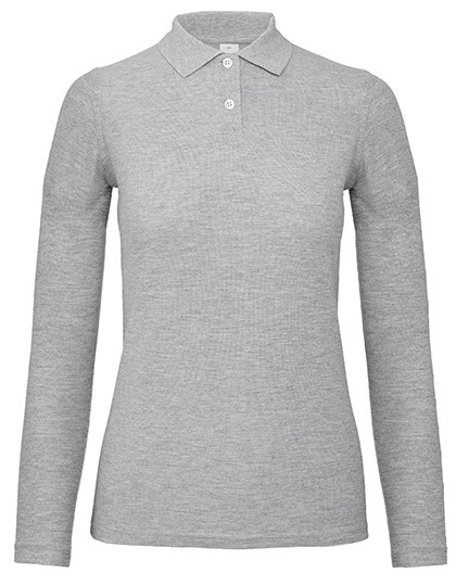 B&C BE INSPIRED Women´s Long Sleeve Polo ID.001 Heather Grey