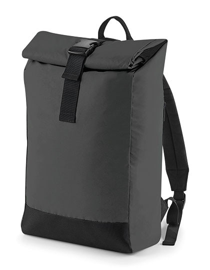 BagBase Reflective Roll-Top Backpack Black Reflective