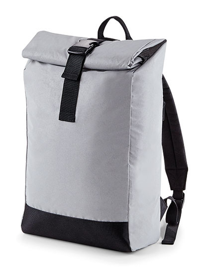 BagBase Reflective Roll-Top Backpack Silver Reflective