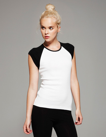Bella Cap Sleeve Contrast Raglan T-Shirt Black