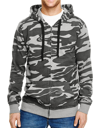 Burnside Full Zip Camo Hooded Sweat Jacket Black Camo