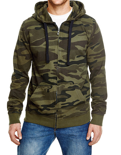 Burnside Full Zip Camo Hooded Sweat Jacket Green Camo