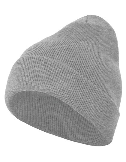 Build Your Brand Heavy Knit Beanie Heather Grey