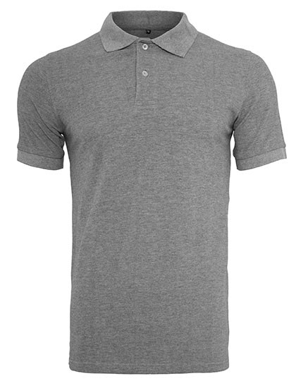 Build Your Brand Polo Piqué Shirt Heather Grey