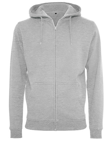 Build Your Brand Heavy Zip Hoody Heather Grey