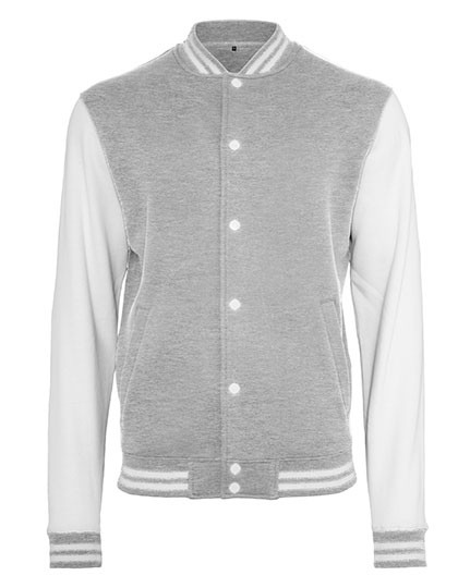 Build Your Brand Sweat College Jacket Heather Grey