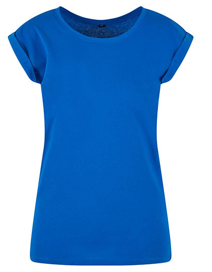 Build Your Brand Ladies´ Extended Shoulder Tee Bright Blue