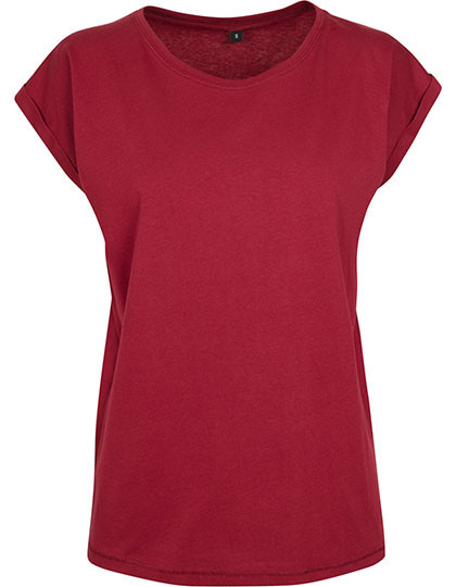 Build Your Brand Ladies´ Extended Shoulder Tee Burgundy