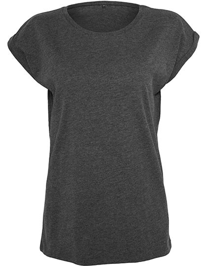 Build Your Brand Ladies´ Extended Shoulder Tee Charcoal (Heather)