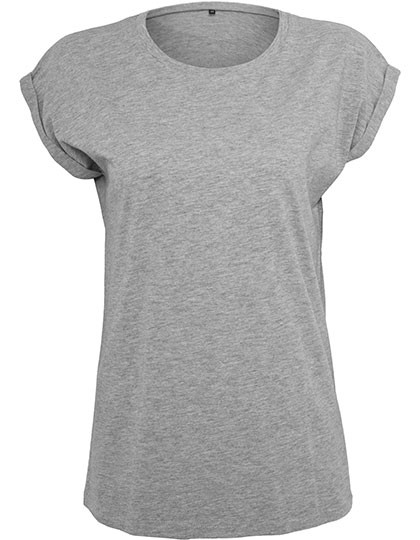 Build Your Brand Ladies´ Extended Shoulder Tee Heather Grey