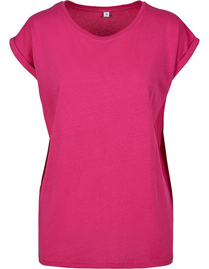 Build Your Brand Ladies´ Extended Shoulder Tee Hibiskus Pink