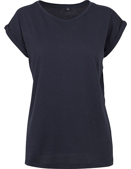 Build Your Brand Ladies´ Extended Shoulder Tee Navy