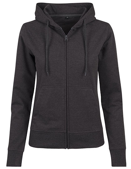 Build Your Brand Ladies´ Terry Zip Hoody Charcoal (Heather)