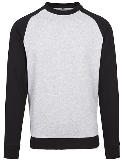 Build Your Brand Raglan Crewneck Heather Grey