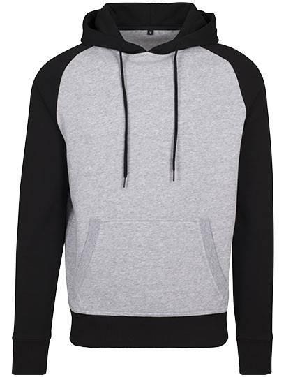 Build Your Brand Raglan Hoody Heather Grey