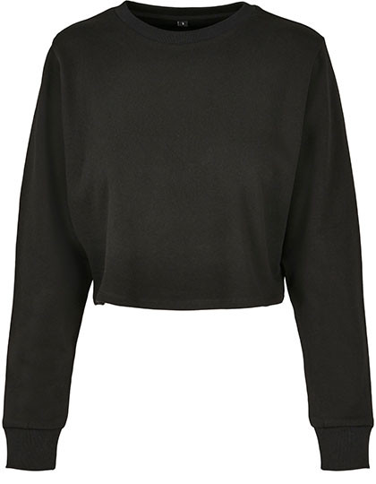 Build Your Brand Ladies´ Terry Cropped Crew Black