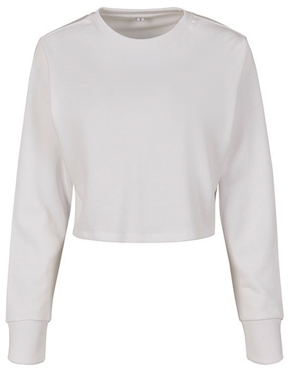 Build Your Brand Ladies´ Terry Cropped Crew White