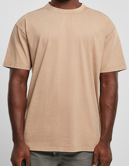 Build Your Brand Acid Washed Heavy Oversize Tee U. Beige