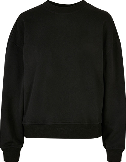 Build Your Brand Ladies Oversized Crewneck Sweatshirt Black