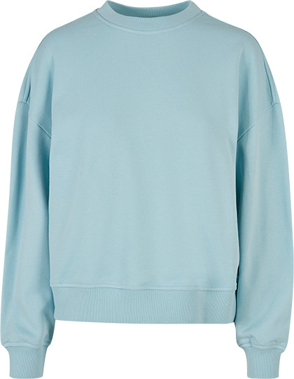Build Your Brand Ladies Oversized Crewneck Sweatshirt Ocean Blue
