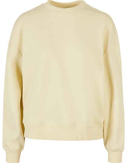 Build Your Brand Ladies Oversized Crewneck Sweatshirt Soft Yellow