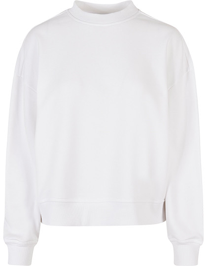 Build Your Brand Ladies Oversized Crewneck Sweatshirt White