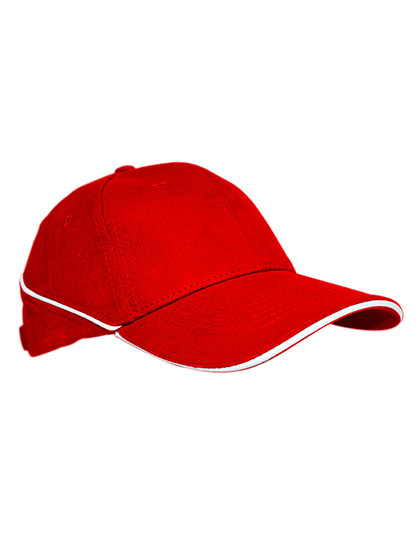 L-merch Cap White-Stripe Red