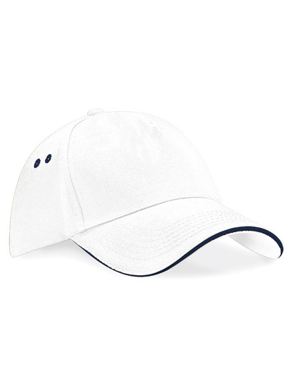 Beechfield Ultimate 5 Panel Cap - Sandwich Peak White
