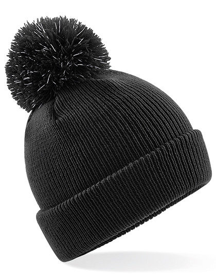 Beechfield Junior Reflective Bobble Beanie Black