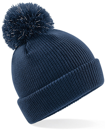 Beechfield Junior Reflective Bobble Beanie French Navy