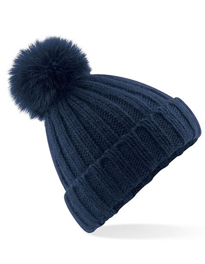 Beechfield Verbier Faux Fur Pop Pom Chunky Beanie