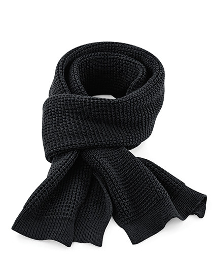 Beechfield Classic Waffle Knit Scarf Black