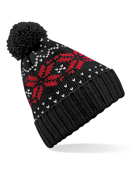 Beechfield Fair Isle Snowstar® Beanie Black