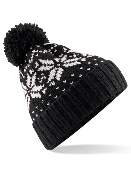 Beechfield Fair Isle Snowstar® Beanie Black